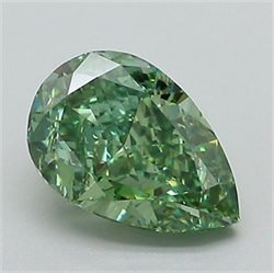 Picture of Lab Grown Diamond 1.59 Carats, Pear with  Cut, Fancy Vivid Green Color, VS1 Clarity and Certified by IGI
