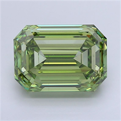 Picture of Lab Grown Diamond 9.14 Carats, Emerald with  Cut, Fancy Vivid Green Color, VS2 Clarity and Certified by IGI