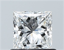 Natural Diamond 0.72 Carats, Princess with  Cut, F Color, VVS1 Clarity and Certified by GIA