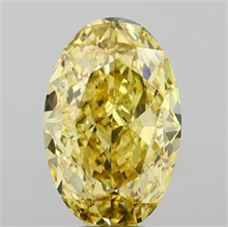 Picture of Lab Grown Diamond 6.91 Carats, Oval with  Cut, Fancy Intense Yellow Color, VS2 Clarity and Certified by IGI