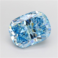 Picture of Lab Grown Diamond 3.92 Carats, CUSHION MODIFIED with  Cut, Fancy Vivid Blue Color, VVS2 Clarity and Certified by IGI