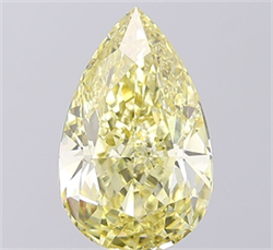 Picture of Lab Grown Diamond 3.13 Carats, Pear with  Cut, Fancy Intense Yellow Color, VS1 Clarity and Certified by IGI