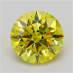 Picture of Lab Grown Diamond 1.26 Carats, Round with Ideal Cut, Fancy Vivid Yellow Color, VVS2 Clarity and Certified by IGI