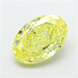 Picture of Lab Grown Diamond 2.52 Carats, Oval with  Cut, Fancy Vivid Yellow Color, VS2 Clarity and Certified by IGI