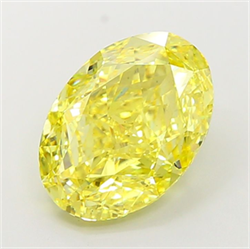 Picture of Lab Grown Diamond 7.00 Carats, Oval with  Cut, Fancy Intense Yellow Color, VS2 Clarity and Certified by IGI