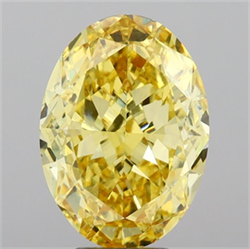 Picture of Lab Grown Diamond 9.54 Carats, Oval with  Cut, Fancy Vivid Yellow Color, VS1 Clarity and Certified by IGI