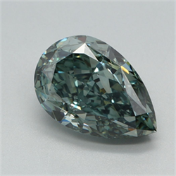 Picture of Lab Grown Diamond 2.04 Carats, Pear with  Cut, Fancy Intense Green Color, VVS2 Clarity and Certified by IGI