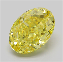 Picture of Lab Grown Diamond 8.57 Carats, Oval with  Cut, Fancy Vivid Yellow Color, VS1 Clarity and Certified by IGI