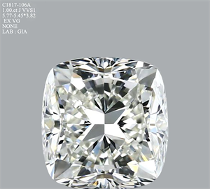 Picture of Natural Diamond 1.00 Carats, Cushion with  Cut, J Color, VVS1 Clarity and Certified by GIA