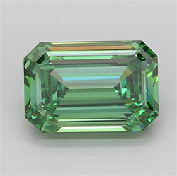 Picture of Lab Grown Diamond 5.02 Carats, Emerald with  Cut, Fancy Vivid Green Color, VS2 Clarity and Certified by IGI
