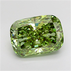 Picture of Lab Grown Diamond 5.36 Carats, Cushion with  Cut, Fancy Vivid Green Color, VS1 Clarity and Certified by IGI
