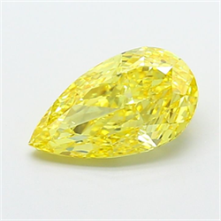 Picture of Lab Grown Diamond 3.04 Carats, Pear with  Cut, Fancy Vivid Yellow Color, VS1 Clarity and Certified by IGI