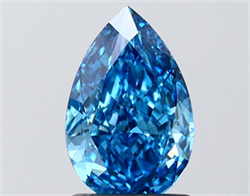 Picture of Lab Grown Diamond 1.51 Carats, Pear with  Cut, Fancy Vivid Blue Color, VS1 Clarity and Certified by IGI