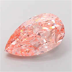 Picture of Lab Grown Diamond 8.10 Carats, Pear with  Cut, Fancy Vivid Pink Color, VVS2 Clarity and Certified by IGI