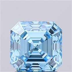 Picture of Lab Grown Diamond 1.56 Carats, Asscher with  Cut, Fancy Vivid Blue Color, VS1 Clarity and Certified by IGI