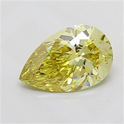 Picture of Lab Grown Diamond 1.24 Carats, Pear with  Cut, Fancy Intense Yellow Color, VVS2 Clarity and Certified by IGI