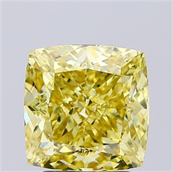 Picture of Lab Grown Diamond 2.77 Carats, CUSHION MODIFIED with  Cut, Fancy Intense Yellow Color, VS2 Clarity and Certified by IGI
