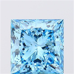 Picture of Lab Grown Diamond 2.01 Carats, Princess with  Cut, Fancy Vivid Blue Color, VS1 Clarity and Certified by IGI
