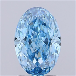Picture of Lab Grown Diamond 1.38 Carats, Oval with  Cut, Fancy Vivid Blue Color, VVS1 Clarity and Certified by IGI