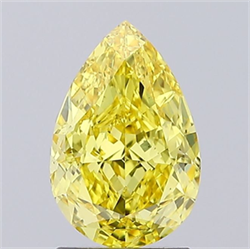 Picture of Lab Grown Diamond 2.06 Carats, Pear with  Cut, Fancy Vivid Yellow Color, VS2 Clarity and Certified by IGI