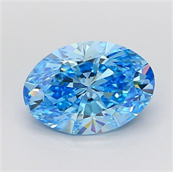 Picture of Lab Grown Diamond 3.52 Carats, Oval with  Cut, Fancy Vivid Blue Color, VVS1 Clarity and Certified by IGI