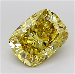 Picture of Lab Grown Diamond 3.03 Carats, CUSHION MODIFIED with  Cut, Fancy Intense Yellow Color, VS1 Clarity and Certified by IGI