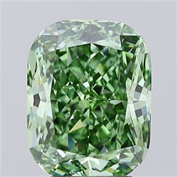Picture of Lab Grown Diamond 3.01 Carats, CUSHION MODIFIED with  Cut, Fancy Vivid Green Color, VS1 Clarity and Certified by IGI