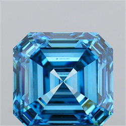Picture of Lab Grown Diamond 1.53 Carats, Asscher with  Cut, Fancy Vivid Blue Color, VVS1 Clarity and Certified by IGI