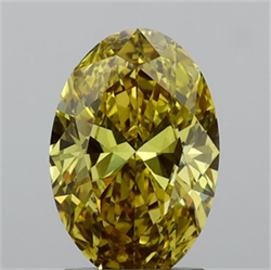 Picture of Lab Grown Diamond 2.01 Carats, Oval with  Cut, Fancy Intense Yellow Color, VS1 Clarity and Certified by IGI