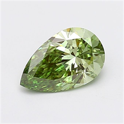 Picture of Lab Grown Diamond 1.70 Carats, Pear with  Cut, Fancy Vivid Green Color, VVS2 Clarity and Certified by IGI