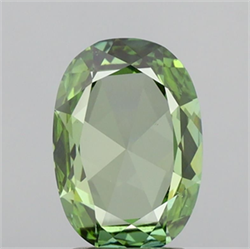 Picture of Lab Grown Diamond 1.47 Carats, Oval with  Cut, Fancy Vivid Green Color, VS1 Clarity and Certified by IGI