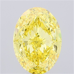 Picture of Lab Grown Diamond 8.52 Carats, Oval with  Cut, Fancy Vivid Yellow Color, VS2 Clarity and Certified by IGI