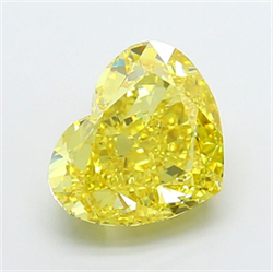 Picture of Lab Grown Diamond 5.24 Carats, Heart with  Cut, Fancy Vivid Yellow Color, VS1 Clarity and Certified by IGI