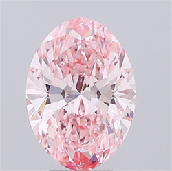 Picture of Lab Grown Diamond 4.05 Carats, Oval with  Cut, Fancy Vivid Pink Color, VS1 Clarity and Certified by IGI