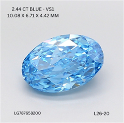 Picture of Lab Grown Diamond 2.44 Carats, Oval with  Cut, Fancy Vivid Blue Color, VS1 Clarity and Certified by IGI