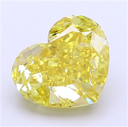 Picture of Lab Grown Diamond 3.52 Carats, Heart with  Cut, Fancy Vivid Yellow Color, VVS2 Clarity and Certified by IGI