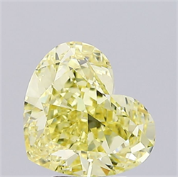 Picture of Lab Grown Diamond 5.00 Carats, Heart with  Cut, Fancy Intense Yellow Color, VS1 Clarity and Certified by IGI