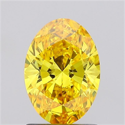 Picture of Lab Grown Diamond 1.23 Carats, Oval with  Cut, Fancy Vivid Yellow Color, VS1 Clarity and Certified by IGI