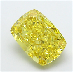 Picture of Lab Grown Diamond 6.09 Carats, CUSHION MODIFIED with  Cut, Fancy Vivid Yellow Color, VS1 Clarity and Certified by IGI