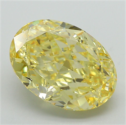 Picture of Lab Grown Diamond 5.04 Carats, Oval with  Cut, Fancy Intense Yellow Color, VS2 Clarity and Certified by IGI