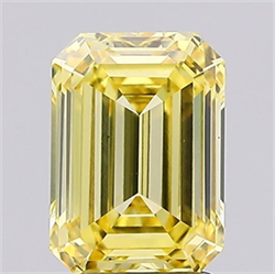 Picture of Lab Grown Diamond 2.04 Carats, Emerald with  Cut, Fancy Intense Yellow Color, VS1 Clarity and Certified by IGI
