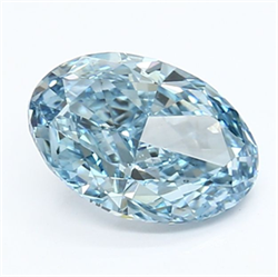 Picture of Lab Grown Diamond 1.78 Carats, Oval with  Cut, Fancy Vivid Blue Color, VS1 Clarity and Certified by IGI