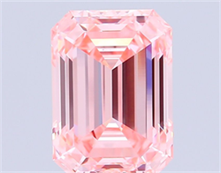 Picture of Lab Grown Diamond 5.10 Carats, Emerald with  Cut, Fancy Intense Pink Color, VVS2 Clarity and Certified by IGI