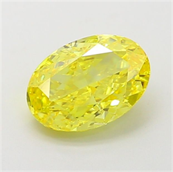 Picture of Lab Grown Diamond 1.66 Carats, Oval with  Cut, Fancy Vivid Yellow Color, VVS2 Clarity and Certified by IGI