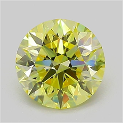 Picture of Lab Grown Diamond 1.28 Carats, Round with Excellent Cut, Fancy Intense Yellow Color, VVS2 Clarity and Certified by IGI