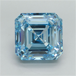 Picture of Lab Grown Diamond 10.51 Carats, Asscher with  Cut, Fancy Vivid Blue Color, VS1 Clarity and Certified by IGI