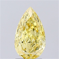 Picture of Lab Grown Diamond 1.34 Carats, Pear with  Cut, Fancy Vivid Yellow Color, VS1 Clarity and Certified by IGI