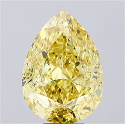 Picture of Lab Grown Diamond 7.03 Carats, Pear with  Cut, Fancy Intense Yellow Color, VS1 Clarity and Certified by IGI