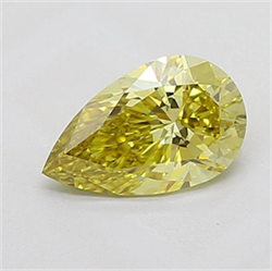 Picture of Lab Grown Diamond 1.30 Carats, Pear with  Cut, Fancy Intense Yellow Color, VS1 Clarity and Certified by IGI