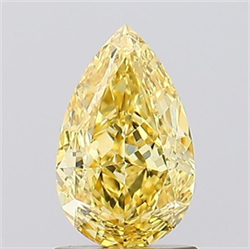 Picture of Lab Grown Diamond 1.25 Carats, Pear with  Cut, Fancy Vivid Yellow Color, VS2 Clarity and Certified by IGI